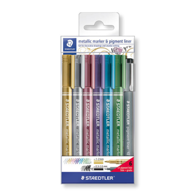 STAEDTLER Metallic marker & pigment liner, 6 + 1 pcs