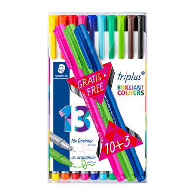 STAEDTLER Triplus Fineliner & Broadliner, 10 + 3 pcs
