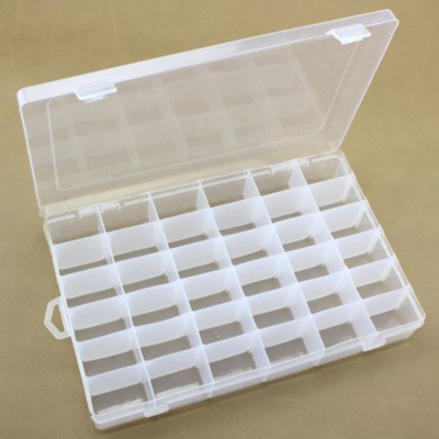 Plastic box with lid, transparent, 27,7x17,8 cm, 36  compartments
