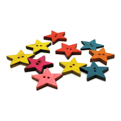HobbyArts Wooden Buttons Star, 10 pcs