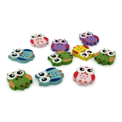 HobbyArts Wooden buttons Owl, 10 pcs