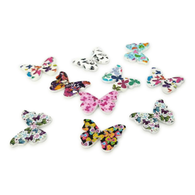 HobbyArts Wooden Buttons Butterfly 28 mm, 10 pcs