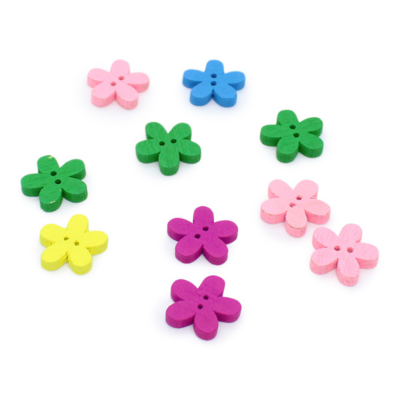 HobbyArts Wooden Buttons Flower 15 mm, 10 pcs