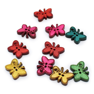 HobbyArts Wooden buttons Butterfly 23 mm, 10 pcs