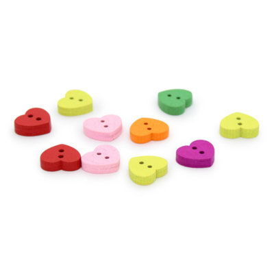 HobbyArts Wooden Buttons Heart 15 mm, 10 pcs
