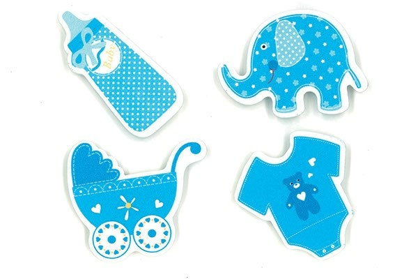 Wooden stickers Light blue, 12 pcs