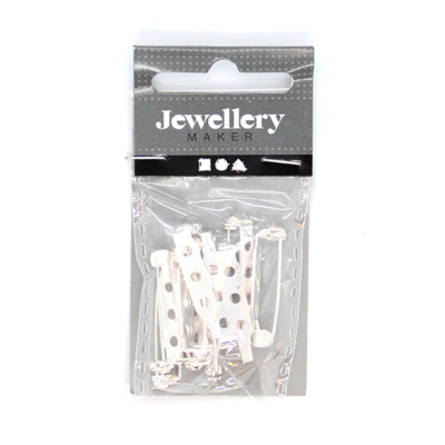 Brooch pins Silver-plated 25 mm, 10 pcs
