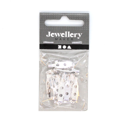 Brooch pins Silver-plated 15 mm, 10 pcs