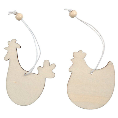 Wooden suspension Hen 6 cm, 12 pcs