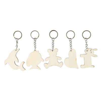 Keyrings Plywood motifs, 5 pcs