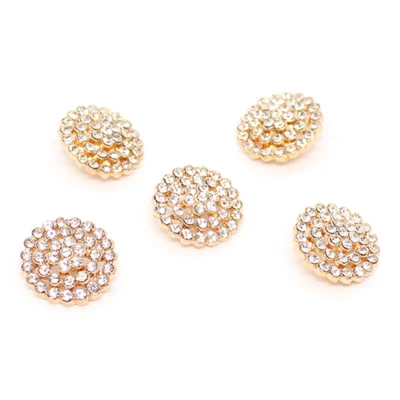HobbyArts Rhinestone buttons Gold 17 mm, 5 pcs