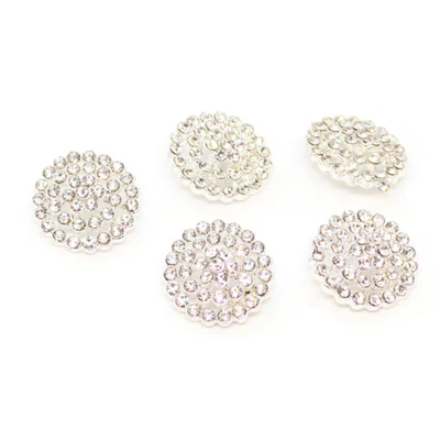 HobbyArts Rhinestone buttons Silver 17 mm, 5 pcs