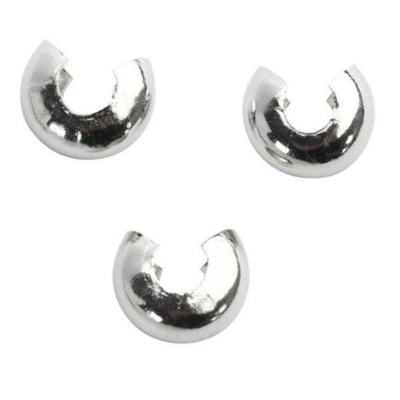 Crimp Bead Cover, 5 mm, silver-plated, 50 pcs