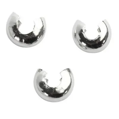 Crimp Bead Cover, 5 mm, silver-plated, 50 pcs