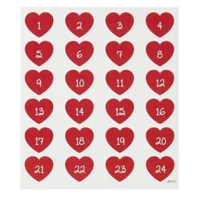 Christmas calendar number stickers, 24 pcs.