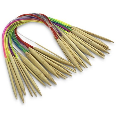 HobbyArts Bamboo Circular Knitting Needle Set, 18 sizes, 2-10 mm - 40 cm