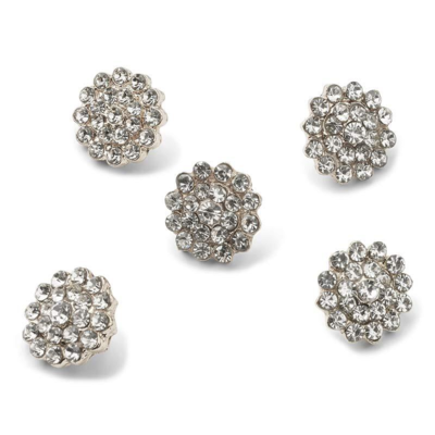 HobbyArts Rhinestone Buttons, White/Gold, 9 mm, 5 pcs