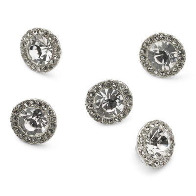 HobbyArts Rhinestone Buttons, White, 11 mm, 5 pcs