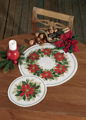 Permin Christmas Embroidery - Christmas Stars 26 cm Ø, linen