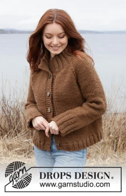 244-26 Autumn Amber Cardigan by DROPS Design