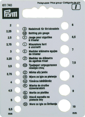 Prym Knitting pin gauge